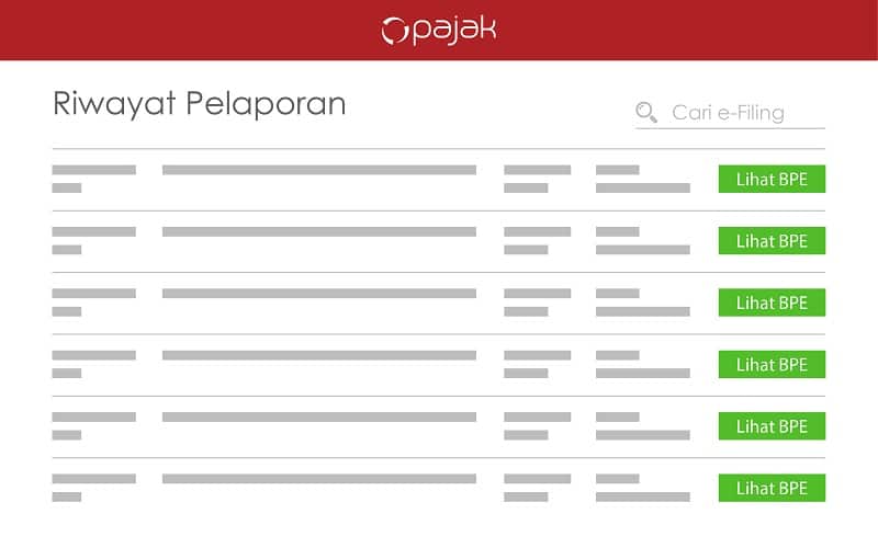 mudah menemukan riwayat pelaporan di e-filing onlinepajak