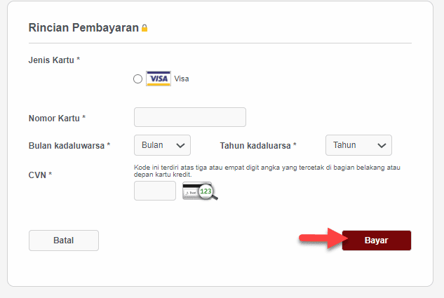 Lengkapi informasi penagihan dan Rincian Pembayaran 2.