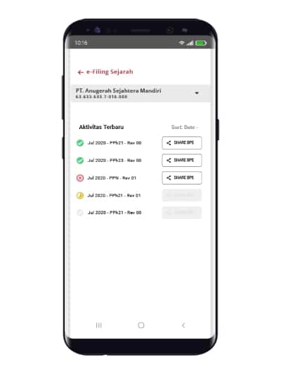 Lacak Status Pelaporan Pajak di OnlinePajak Mobile