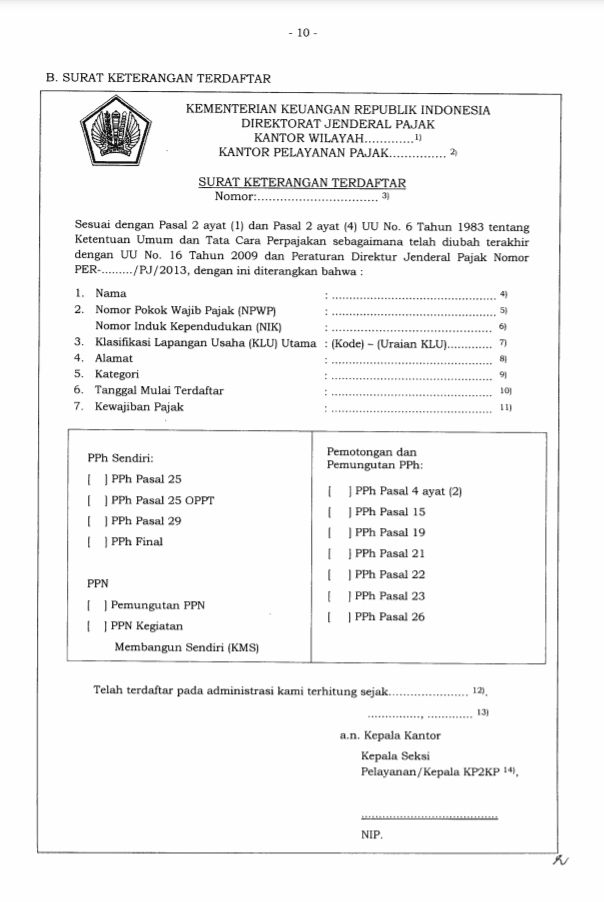 Contoh SKT Pajak dan Keterangannya