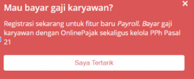 Klik Saya tertarik pada pop up banner laman PPh 21